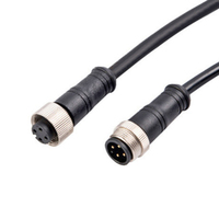 Connecteur étanche M8 M12 2 4 broches mâle femelle circulaire à visser avec verrouillage, contact en cuivre plaqué or, câble de capteur IP67