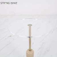 Table d'appoint italienne moderne en acrylique Table de service de meubles de salon de luxe Table basse ronde en travertin