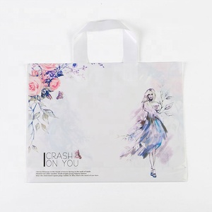 Wholesale Floral Plastic Shopping Tote Business Die Cut Thank You Bags With Soft Loop Handle For Scarves