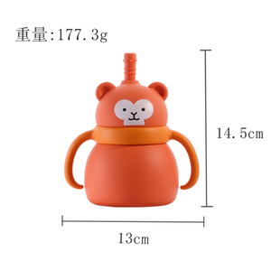แก้วซิลิโคนสำหรับเด็ก BFA ปลอดสาร BPA พร้อมฝาปิด 100% เกรดอาหาร แก้วหัดดื่มซิลิโคนสำหรับเด็ก แก้วหัดดื่มซิลิโคนรูปสัตว์พร้อมหลอด - Product Image 3