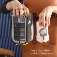 IKITCHEN Boîte à lunch chauffante à 2 étages, écologique, compatible micro-ondes, en acier inoxydable, boîte à lunch bento pour enfants