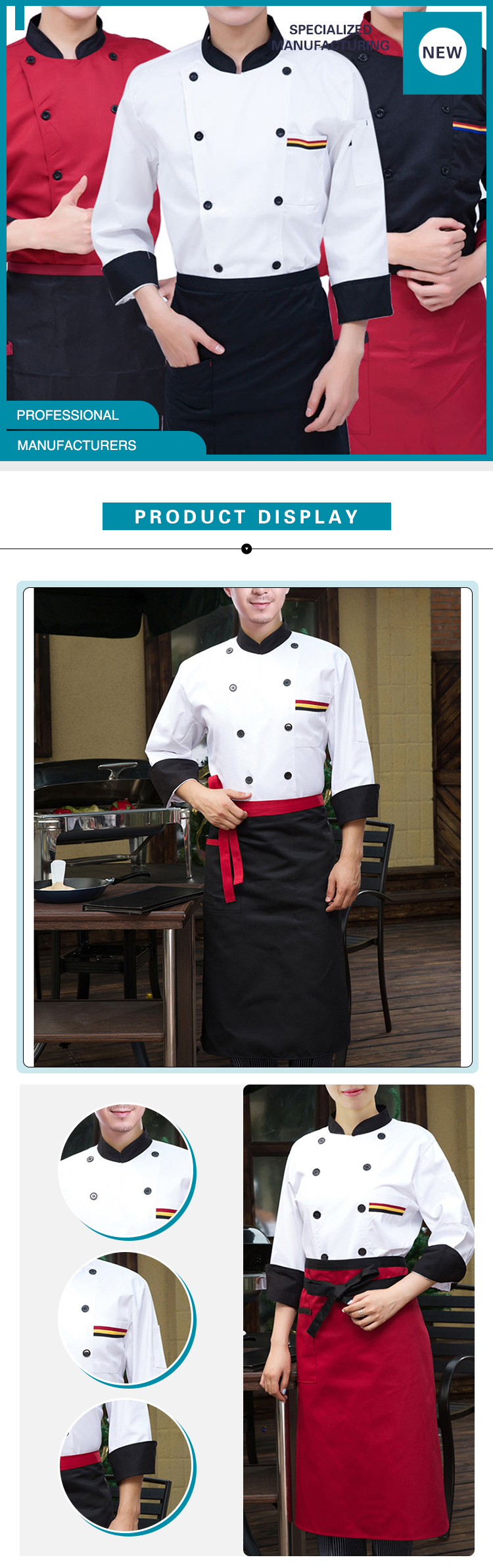Wholesale Restaurant Kitchen Cooking Chef Working Wear Uniforms for Women Men Long Sleeves Hotel Uniform with Customized Logo