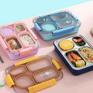4 Divided Compartments Stainless Steel Bento Lunch <strong>Box</strong> Kids Insulated Lunch <strong>Box</strong> for School Office <strong>Kitchen</strong> Food <strong>Storage</strong> Container - Product Image 3