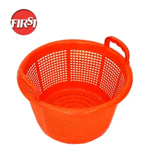 Hot sale orange mesh crate and barrel plastic storage seafood baskets