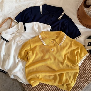 <span class=keywords><strong>Polo</strong></span> en soie glacée style coréen pour garçons été 2026 – T-shirt élégant à col tricoté pour tout-petits - Product Image 1