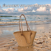 Sac Tendance 2025 – Sac fourre-tout à bandoulière en paille dégradé avec fermeture éclair, grande capacité, tissage simple, polyvalent, pour la plage, pour femme