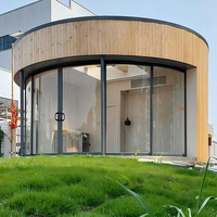 Cabaña Prefabricada de Lujo Personalizable, Casa Redonda con Estructura de Acero Ligero, Casa de Vacaciones, Hotel, Cabaña Redonda Prefabricada con Espejo