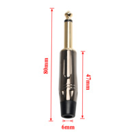 Gun Color Gold plated Metal 1/4 6.35mm TS Mono Stereo Audio Jack Plug Connectors For Guitar Instrument Cable