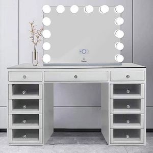 Sparkle Bling <strong>Silver</strong> Glass Mirrored <strong>Console</strong> <strong>Table</strong> Crushed Diamond Crystal <strong>Console</strong> <strong>Table</strong> Vanity <strong>Table</strong> - Product Image 2