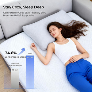 Cobertura de colchão de espuma de memória com Cooling Gel & Bamboo Charcoal, Bed <span class=keywords><strong>Topper</strong></span> Espuma Colchão para Hotel Project, Tampa removível - Product Image 3