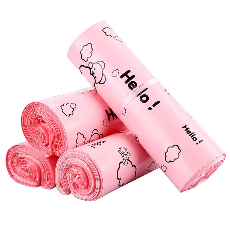 Grosir Paket Tahan Air Logo Kustom Poly Pink Amplop Pengiriman Kurir Pengiriman Tas Surat