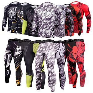 Ensemble 2 pièces de t-shirts et pantalons de compression imprimés par sublimation pour hommes, idéal pour la gym, le fitness, les leggings, les rashguards, le BJJ et la natation. - Product Image 1