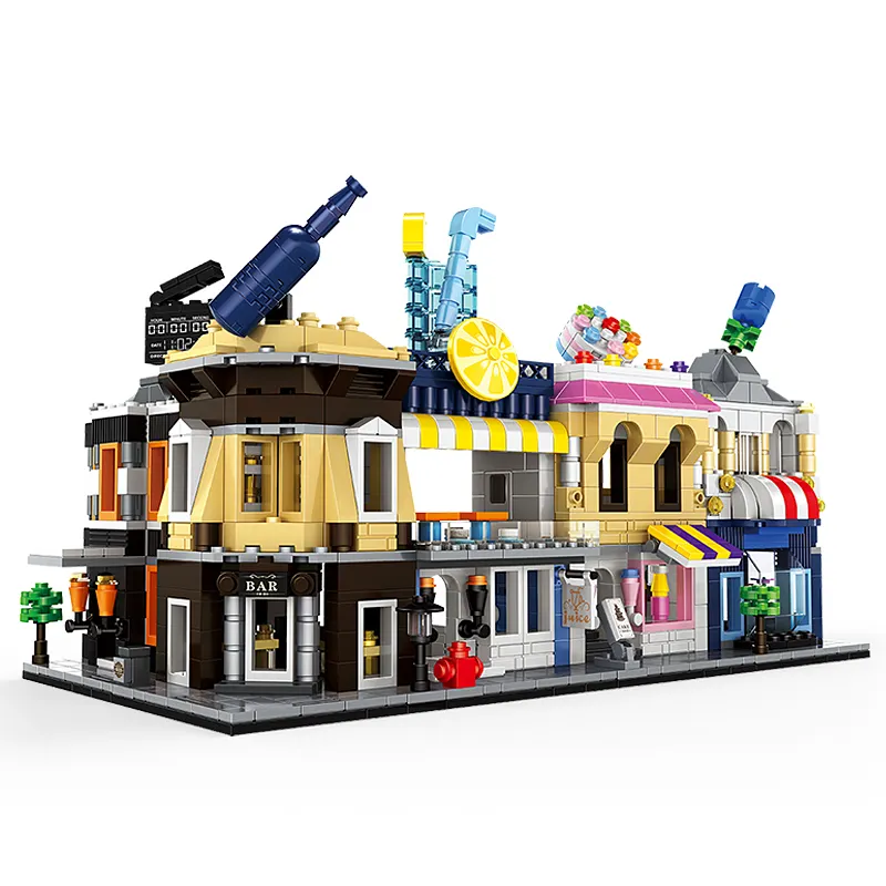 WANGE 2310 מיני תצוגת רחוב ילד צעצועים חינוכיים עבור ילדה lepining טכני עובש מלך פלסטיק לבנים diy עוגת חנות פרח חנות Legoi