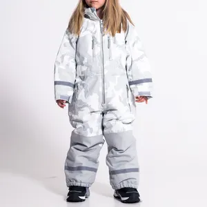 Großhandel Jumps uit mit Reiß verschluss Wasserdichte weiße Wintersaison Kid Ski & Snow suit Wear
