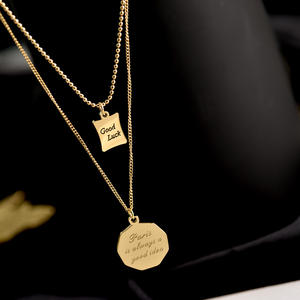 Collana pendente Nabest da donna in acciaio inox placcato oro buona fortuna girocollo strati impermeabili catene regalo per gli amici - Product Image 3