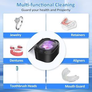 Nouveau mini nettoyeur à ultrasons UV multifonction électrique portable avec minuterie numérique pour les soins de retenue de l'alignement dentaire des prothèses dentaires - Product Image 2
