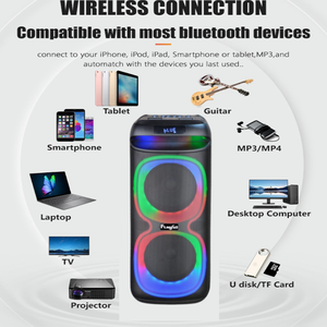 Altavoces DJ Portátiles de 8 Pulgadas con Subwoofer, Micrófono Inalámbrico, Carro, Luces LED RGB 5.3, Soporte para 2 Micrófonos, WIFI/AUX/RJ45 - Product Image 6