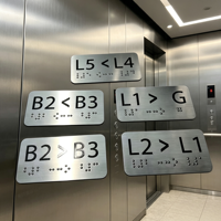 Autocollant Braille Personnalisé en Acier Inoxydable Modèle 05 pour Flèche de Direction de Hall d'Ascenseur (Personnalisable-Xiaoyao)