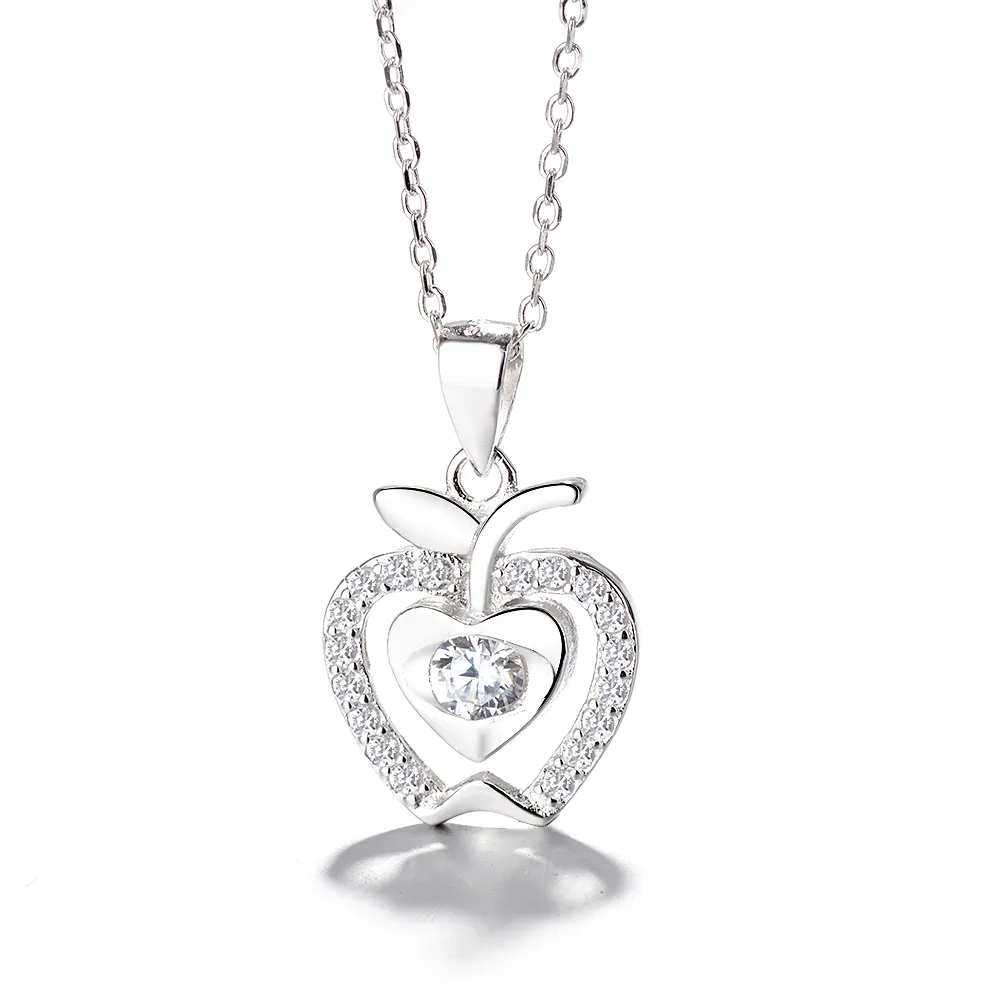 Nieuwe Sieraden 925 Sterling Zilver CZ Fruit Apple Hanger voor Meisje