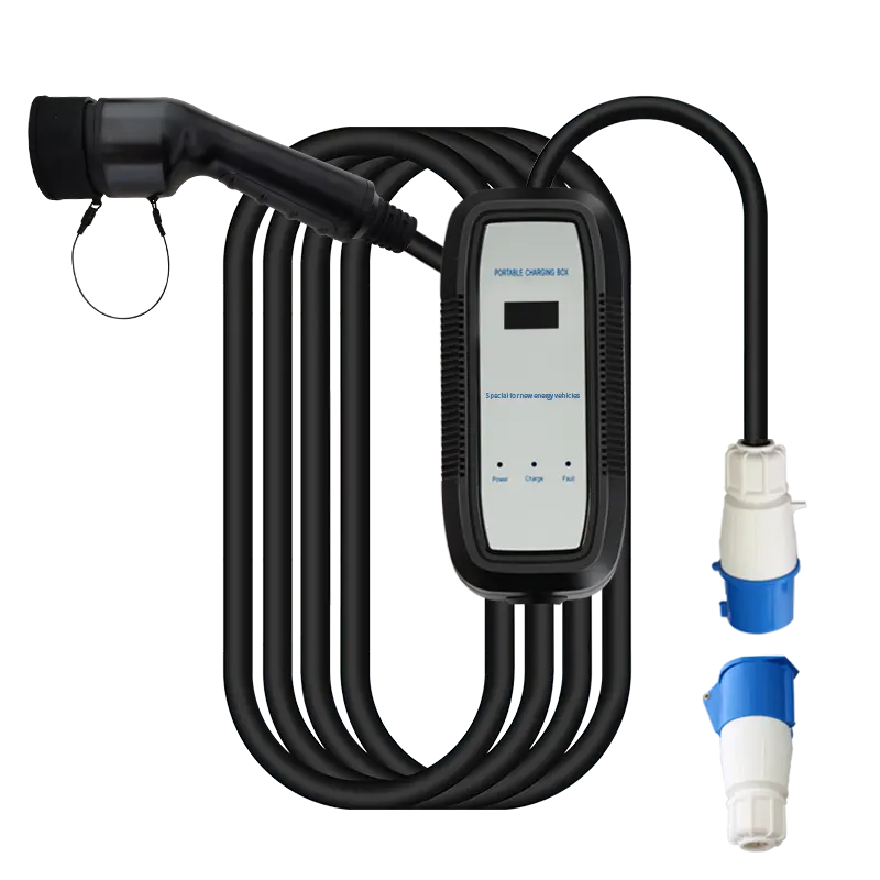 รถยนต์ไฟฟ้าประเภท 2 32A 16A EV Charger แบบพกพา 7kw 3.5kw เครื่องชาร์จพร้อมหน้าจอแสดงผล