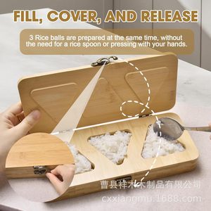 Molde de Madera para Bolas de Arroz Triangulares, 3 en 1, para Hacer Bento, Material de Bambú Natural, Apto para Lavavajillas - Product Image 3