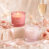 Bougeoirs en verre, lanternes, petits pots à bougies, contenants de luxe pour Noël et mariage, pots en verre rose pour bougies