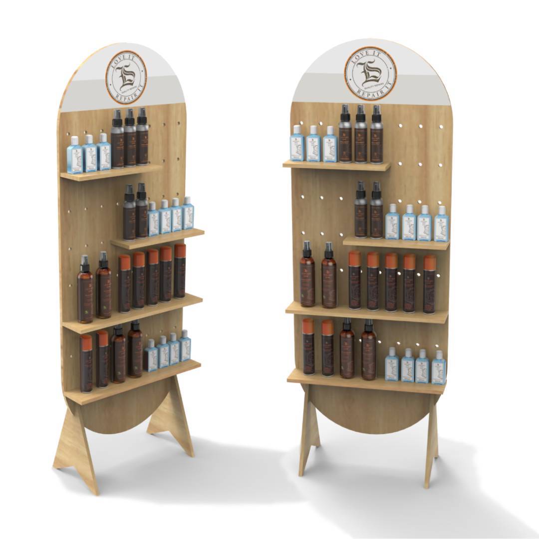 Customized Durable Wood Scratch-Proof Stable Multi-Tier Retail Display Rack for Shoe Care Mall — view 3