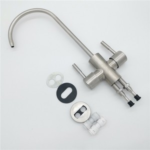 Grifo de acero inoxidable 100% 304 1/4 ", 3/8" Fregadero de carbono manual Grifo de filtro de agua RO de ósmosis inversa con cuello largo y varilla - Product Image 1