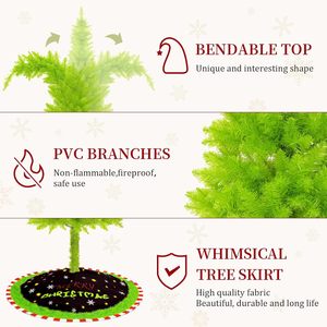 Sapin <span class=keywords><strong>de</strong></span> <span class=keywords><strong>Noël</strong></span> <span class=keywords><strong>Grinch</strong></span> vert lime à col crochu pré-éclairé avec base en métal et lumières LED décoré <span class=keywords><strong>de</strong></span> boules <span class=keywords><strong>de</strong></span> <span class=keywords><strong>Noël</strong></span> - Product Image 3