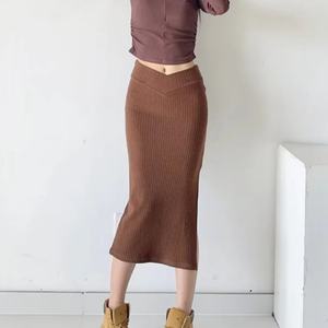 Falda midi de punto estilo europeo y americano, sexy, con cintura alta y efecto adelgazante, nueva colección de otoño, estilo Spice Girl. - Product Image 5