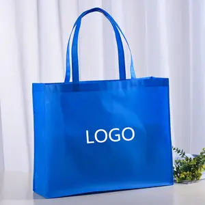 卸売ポータブル再利用可能な環境に優しいカスタムロゴ不織布ショッピングバッグpロゴ付き再利用可能な不織布バッグ