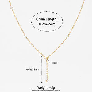 كليورو مقاوم للماء الفولاذ المقاوم للصدأ أربع أوراق البرسيم الزركون على شكل حرف Y قلادة الموضة العصرية مجوهرات النساء - Product Image 5