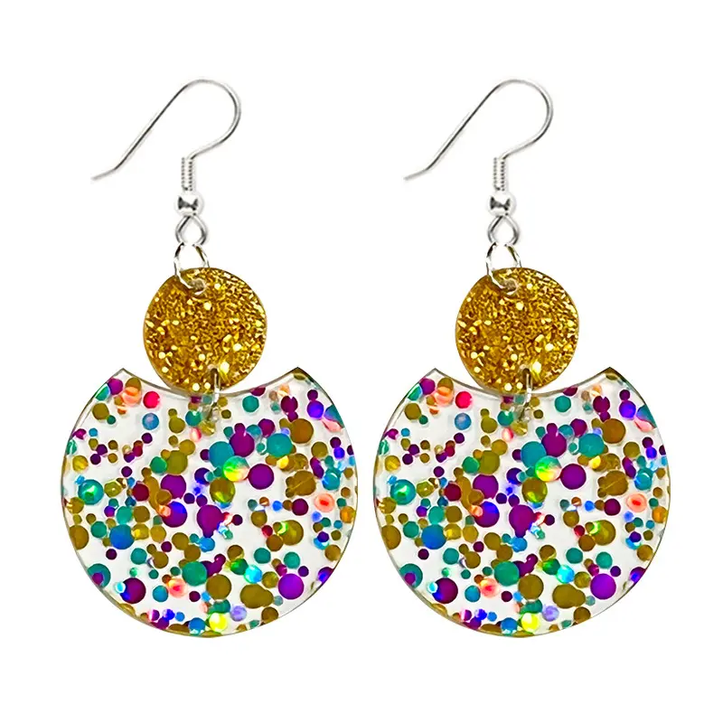 Boucles d'oreilles de Noël géométriques simples paillettes modernes transparentes acrylique étincelant fête boucles d'oreilles colorées