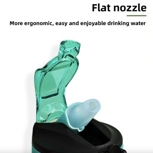 Botella de agua deportiva de acrílico de gran capacidad 1L, vaso con pajita degradado para exteriores, tapa abatible de un toque, resistente a altas temperaturas - Product Image 4