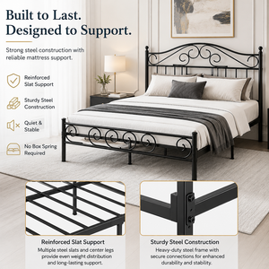 Lit double mobile 2026 au design <span class=keywords><strong>nordique</strong></span> rétro avec cadre en acier courbé et design moderne et épuré pour chambre à coucher - Product Image 6