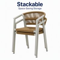 Ensemble de chaises de salle à manger empilables en aluminium et rotin écologique pour terrasse extérieure de restaurant, design moderne, pour villa, jardin, école et parc
