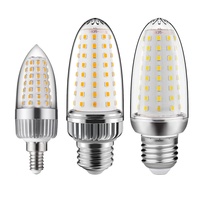 Ampoule LED Corn E14 E27 E12 E26 B22 15W 20W avec abat-jour pointu, corps lisse argenté, AC85-265V 3000K 4000K 6000K