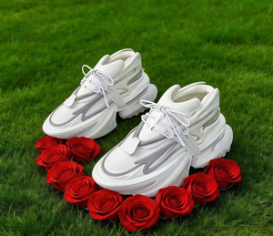 Zapatos de moda con suela gruesa y logotipo personalizado para hombre - zapatos deportivos casuales con suela gruesa estilo nave espacial, zapatos deportivos blancos - Product Image 2