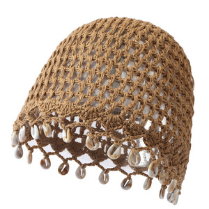 <span class=keywords><strong>Bonnet</strong></span> tendance en coton à bout fermé, design <span class=keywords><strong>fin</strong></span>, ajouré, crocheté à la main, avec pendentif coquillage, pour <span class=keywords><strong>femme</strong></span>, printemps-automne, modèle transfrontalier - Product Image 5