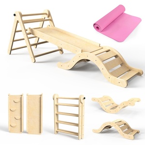 Structure d'escalade en bois massif pour jardin, arc-en-ciel, intérieur/extérieur, échelle triangulaire pour enfants, entraînement d'intégration sensorielle - Product Image 3