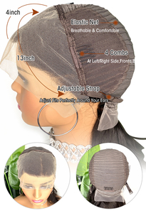 Productos con Descuento, Peluca Vietnamita Lisa y Rizada sin Pegamento, 13x4 con Frente de Encaje, Cabello Humano Natural para Mujeres Negras - Product Image 5