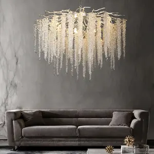 Modern Rectangle Luxury Chandeliers Pendant Lights Gold K9 Crystal Hanging Lamp For Living Room Villa Hall Restaurant Hanging L