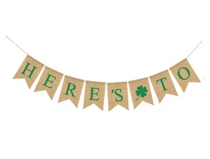 Guirnalda de Arpillera Vintage para Boda, Decoraciones para el Día de San Patricio, 2.8m de Largo, ChenWang HERE'S to LOVE, Guirnalda Irlandesa con Trébol - Product Image 2