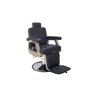 Silla de peluquero con respaldo invertido con diseño de bomba Jumbo con Base de Metal negro de titanio de acero inoxidable de lujo para barbería - Product Image 5