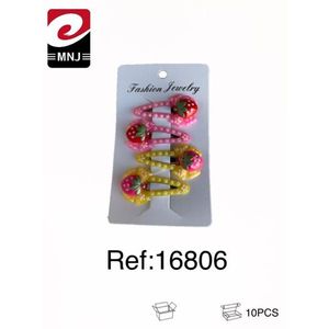 Fashion Jewelry Strawberry Hair Clips Pink Yellow 10Pcs Set For Kids Girls - Product Image 3