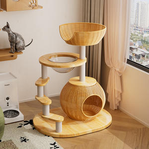 Papan goresan tempat tidur kucing, Modern mewah tiang besar kayu padat rangka panjat tebing papan untuk ruang kecil gaya pinggul luar angkasa - Product Image 6