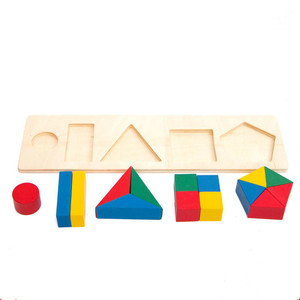 Juguete Educativo de Madera para la Primera Infancia, Combinación de Discos Geométricos, Rompecabezas para Niños, Bloques de Construcción - Product Image 1
