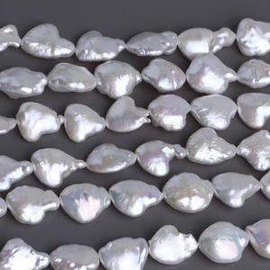 ไข่มุกน้ำจืดสีขาวมันวาวทรงหลวมลูกปัดแบบบาร็อคคุณภาพสูงไข่มุกธรรมชาติทรงหัวใจ - Product Image 1