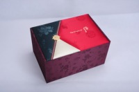 Boîte de rangement haut de gamme en brocart violet avec couvercle, emballage de luxe personnalisé en gros pour collection de thé et bijoux