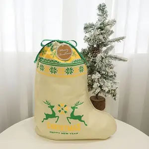 Grosir Pabrik pemasok Tiongkok kaus kaki natal Gambar cetak Logo kustom dan tas kado bukan tenun tas belanja bahan plastik